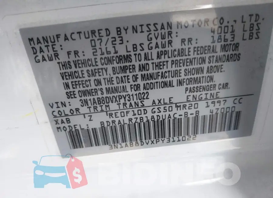 3N1AB8DVXPY311022 Photo# 9
