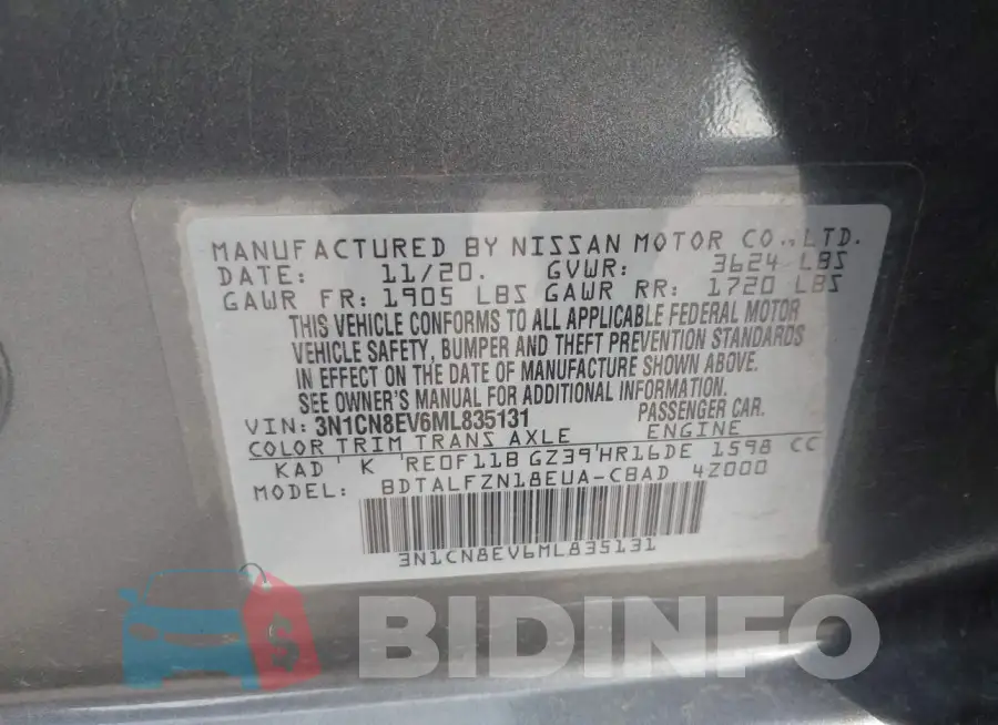 3N1CN8EV6ML835131 Photo# 9