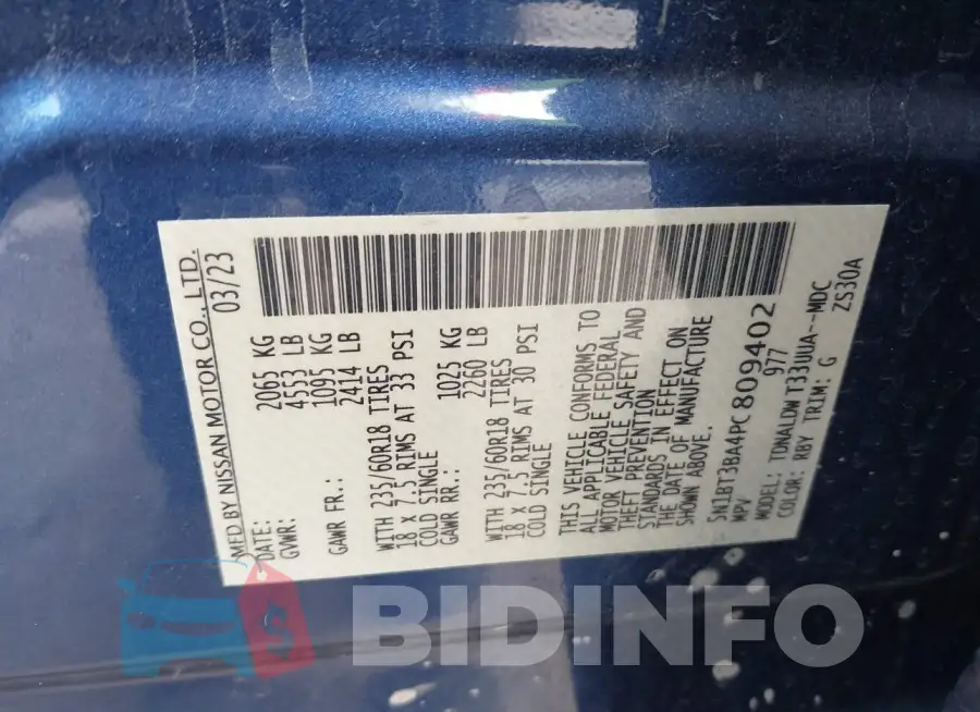 5N1BT3BA4PC809402 Photo# 9