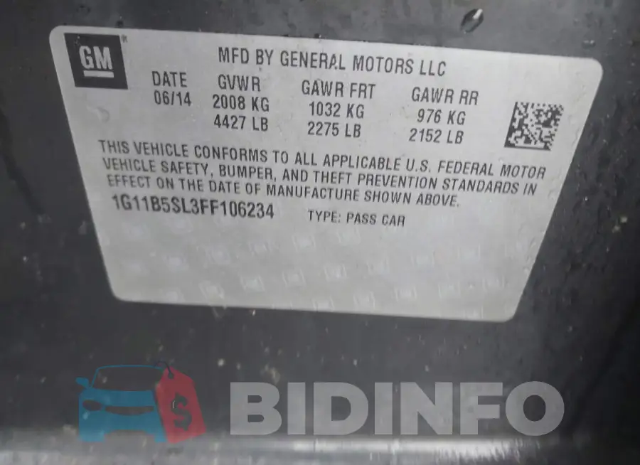 1G11B5SL3FF106234 Photo# 9