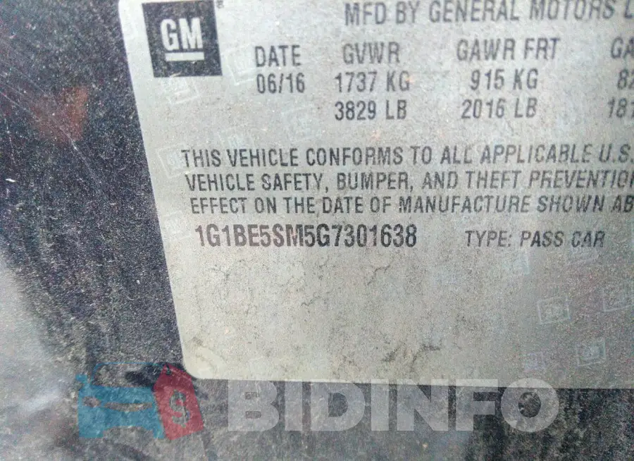 1G1BE5SM5G7301638 Photo# 9