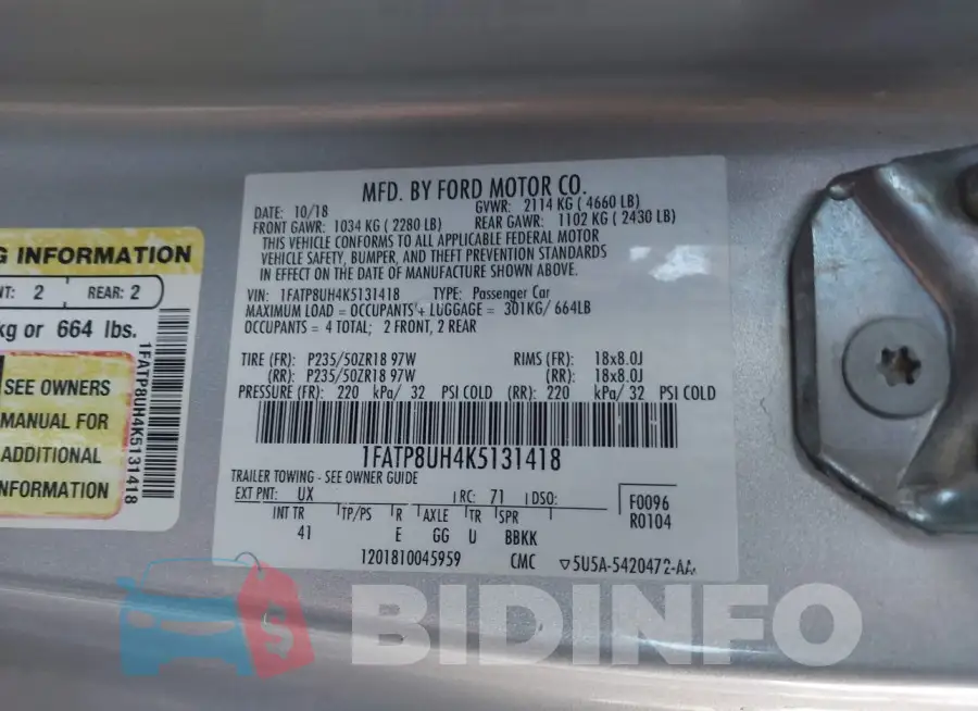 1FATP8UH4K5131418 Photo# 9