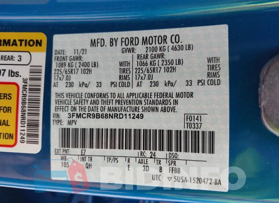 3FMCR9B68NRD11249 Photo# 9