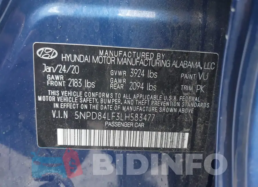 5NPD84LF3LH583477 Photo# 9