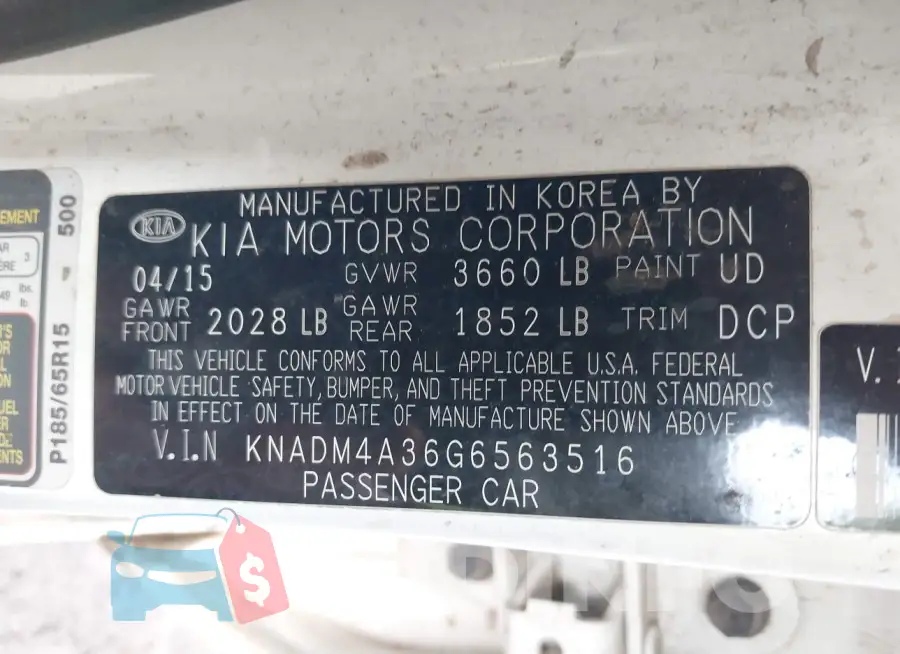 KNADM4A36G6563516 Photo# 9