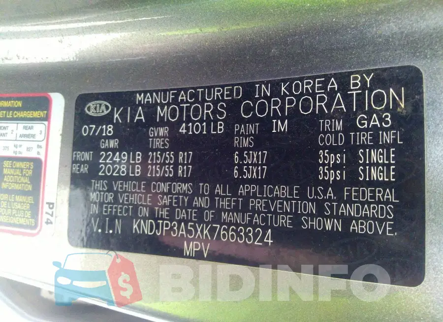 KNDJP3A5XK7663324 Photo# 9