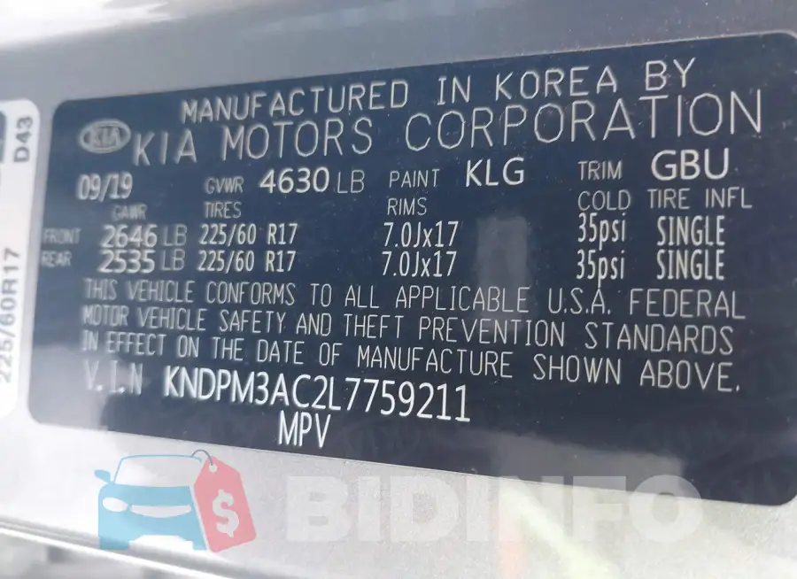 KNDPM3AC2L7759211 Photo# 9
