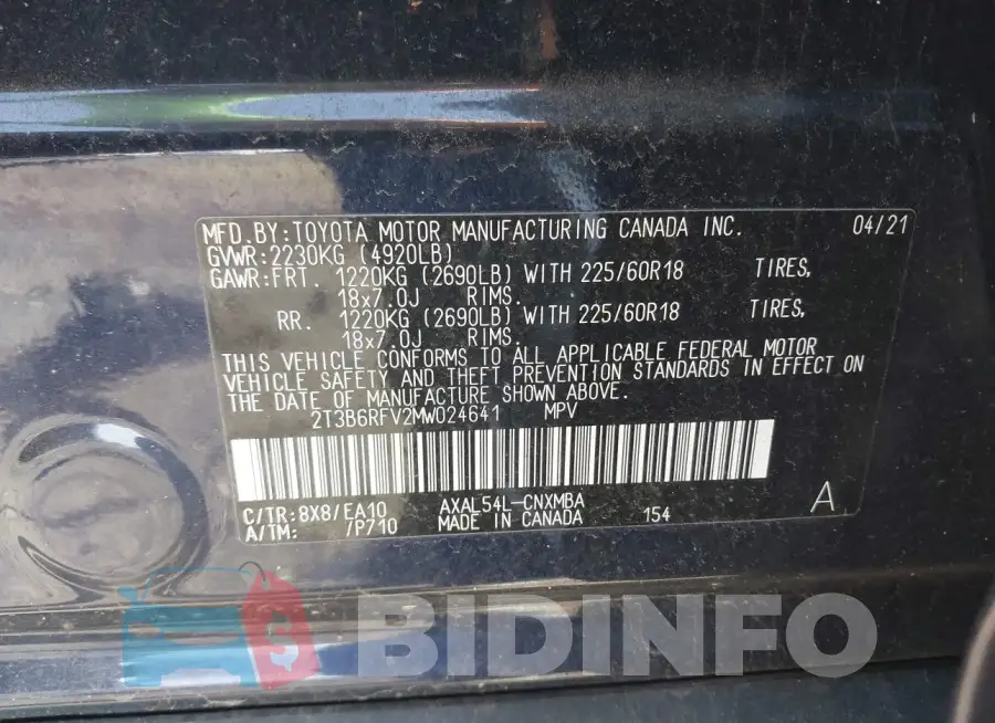 2T3B6RFV2MW024641 Photo# 9