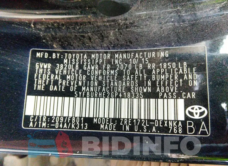 5YFBURHE2GP418335 Photo# 9