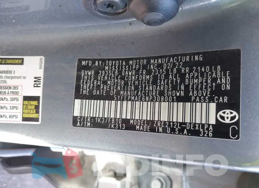 5YFEPMAE6NP308001 Photo# 9