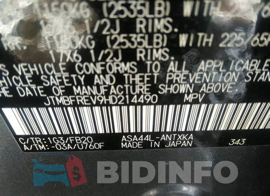 JTMBFREV9HD214490 Photo# 9