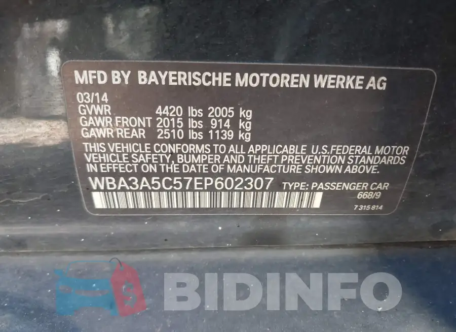 WBA3A5C57EP602307 Photo# 9