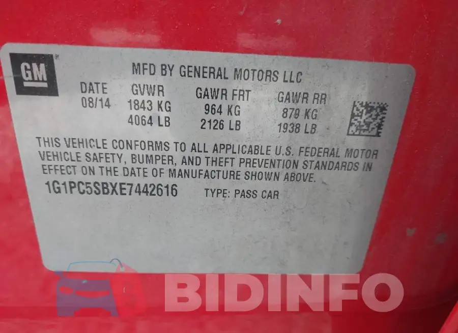 1G1PC5SBXE7442616 Photo# 9