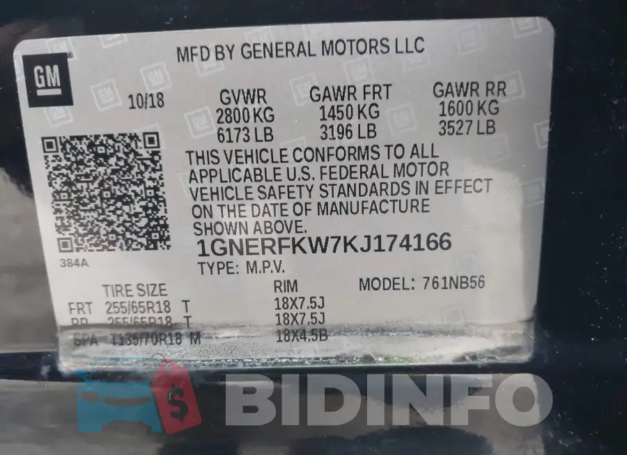 1GNERFKW7KJ174166 Photo# 9