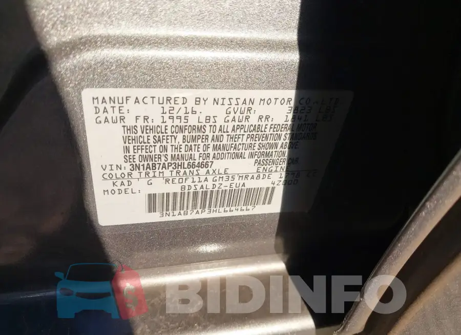 3N1AB7AP3HL664667 Photo# 9