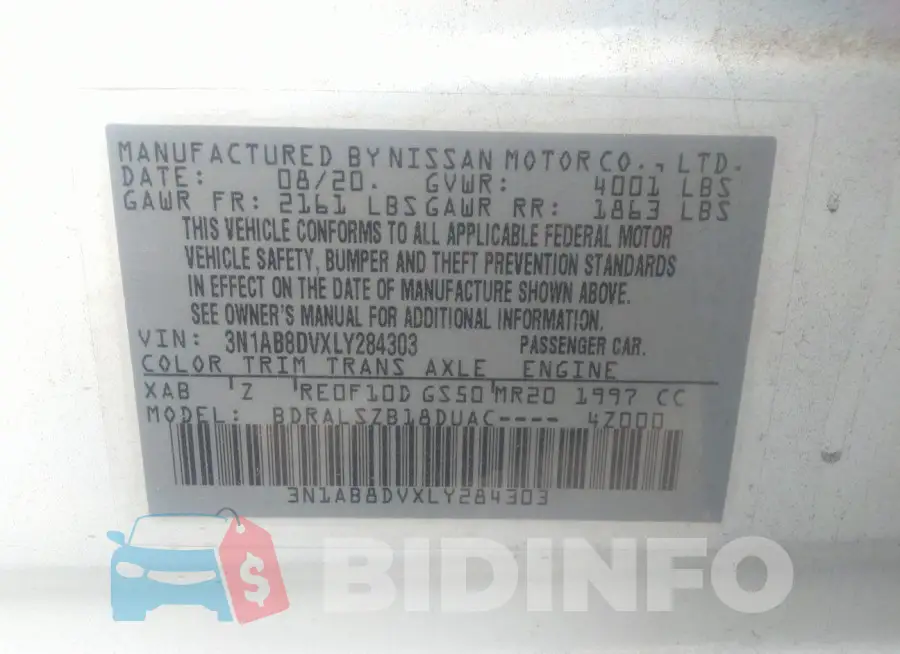 3N1AB8DVXLY284303 Photo# 9