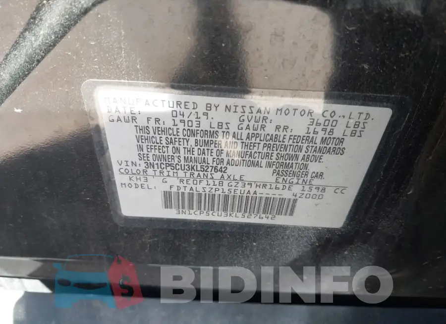 3N1CP5CU3KL527642 Photo# 9