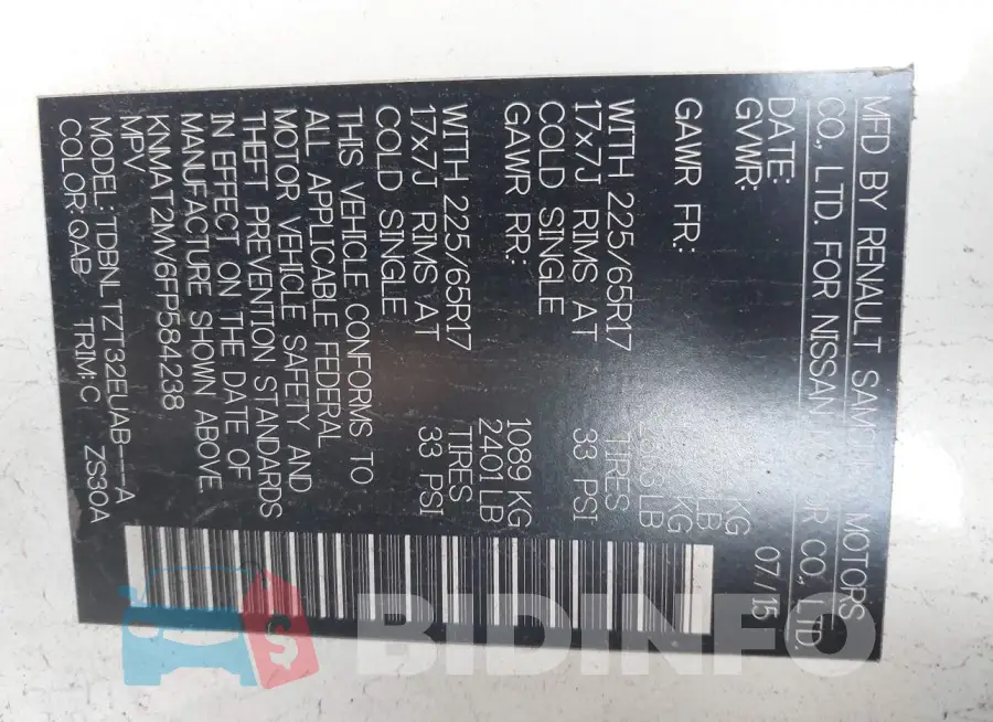 KNMAT2MV6FP584238 Photo# 9