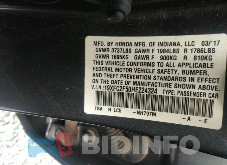 19XFC2F50HE224324 Photo# 9