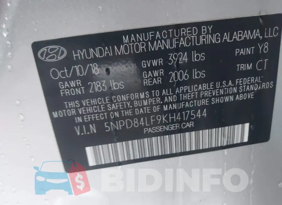 5NPD84LF9KH417544 Photo# 9