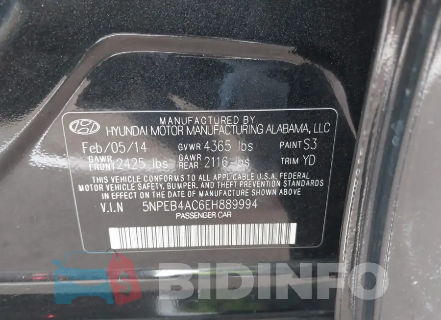5NPEB4AC6EH889994 Photo# 9
