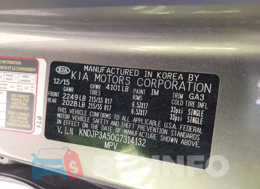 KNDJP3A50G7314132 Photo# 9