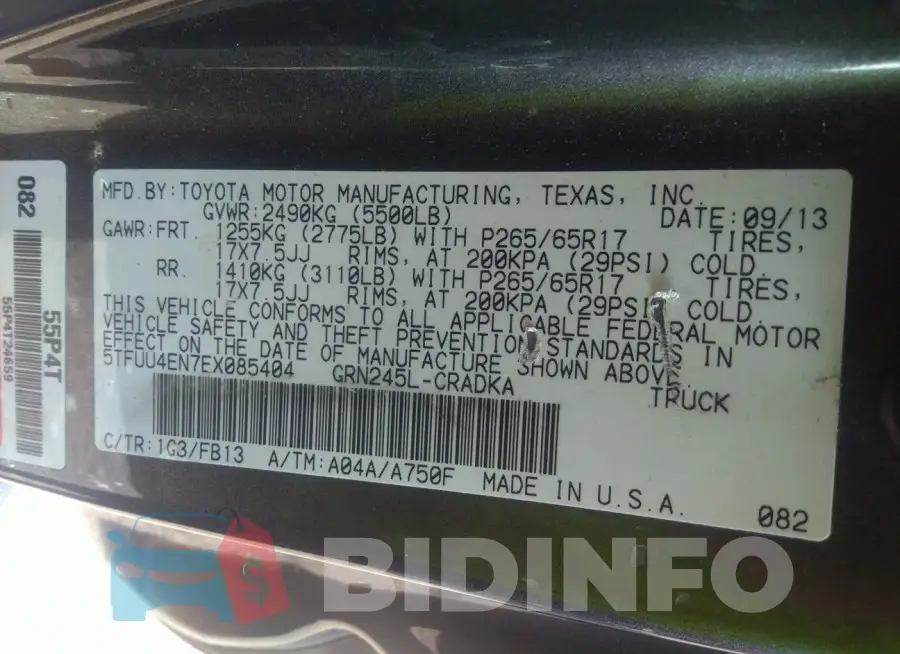 5TFUU4EN7EX085404 Photo# 9
