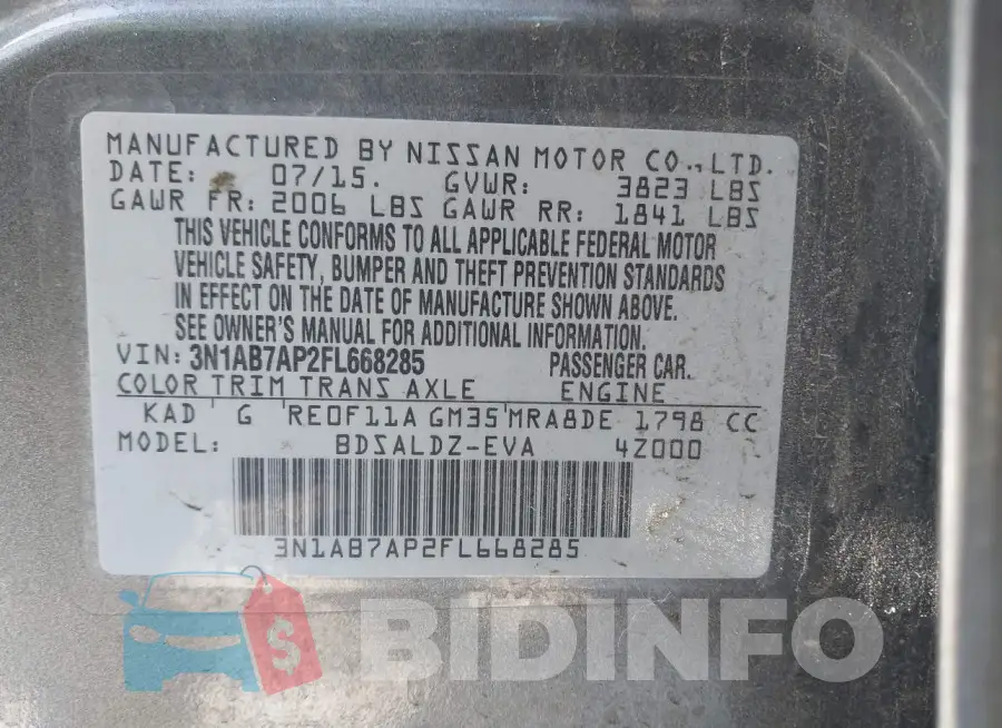 3N1AB7AP2FL668285 Photo# 9