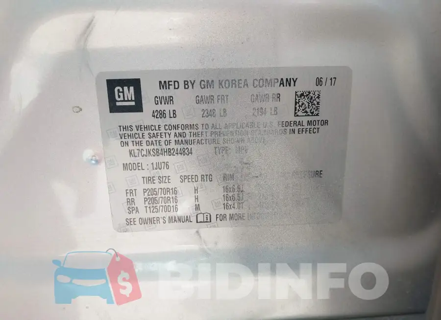 KL7CJKSB4HB244834 Photo# 9