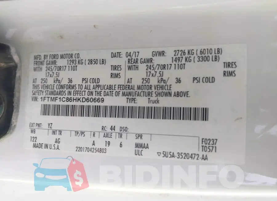 1FTMF1C86HKD60669 Photo# 9