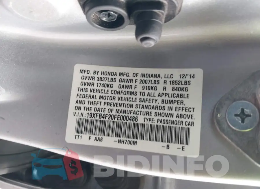 19XFB4F20FE000486 Photo# 9