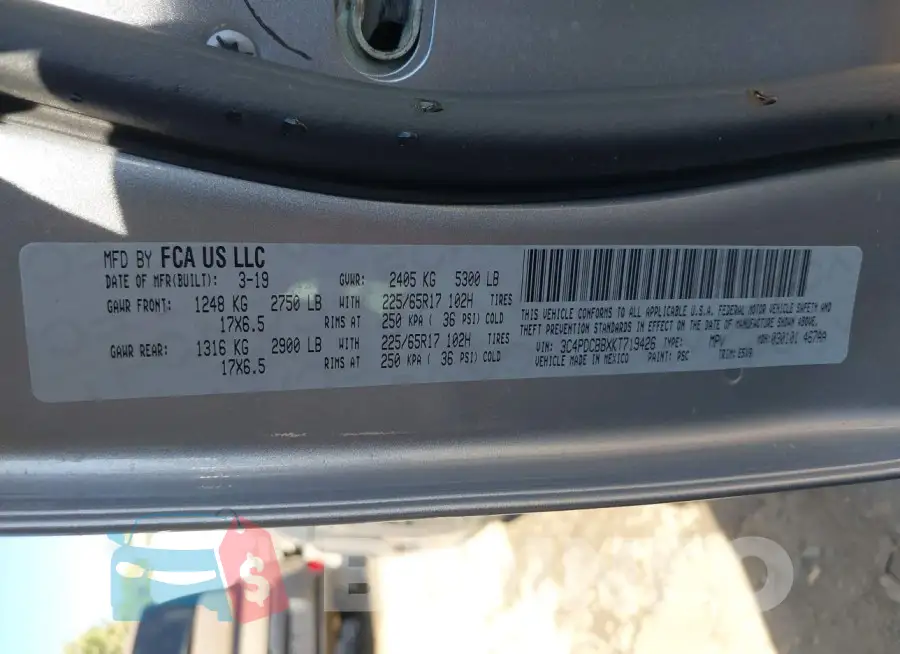 3C4PDCBBXKT719426 Photo# 9
