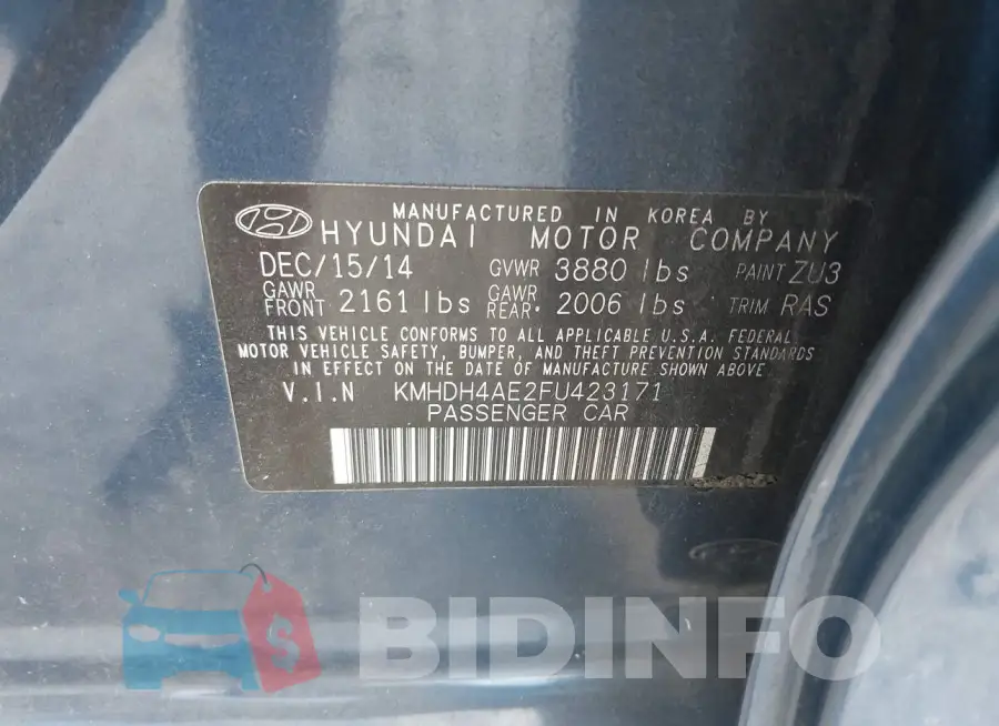 KMHDH4AE2FU423171 Photo# 9