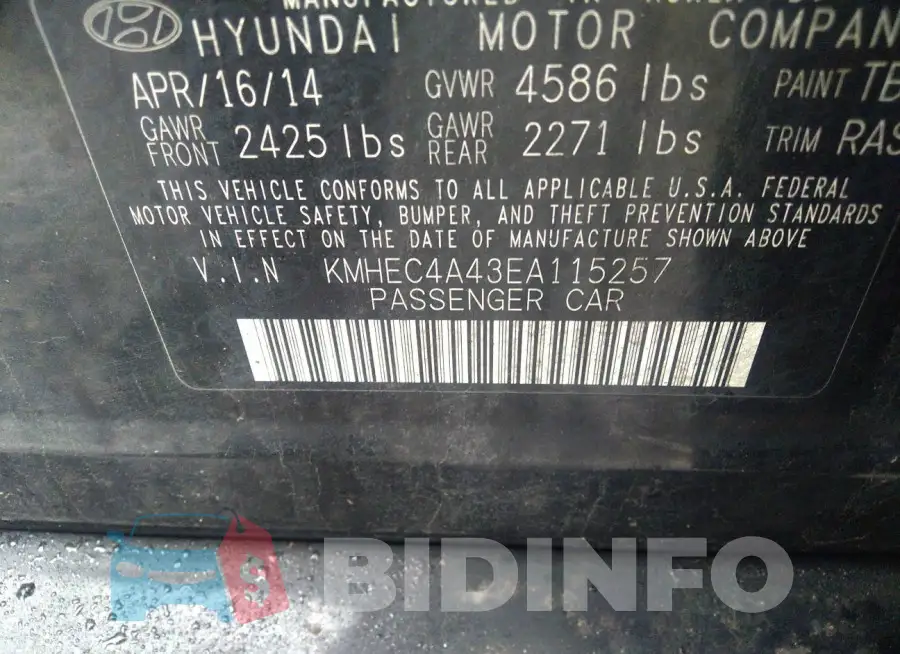 KMHEC4A43EA115257 Photo# 9
