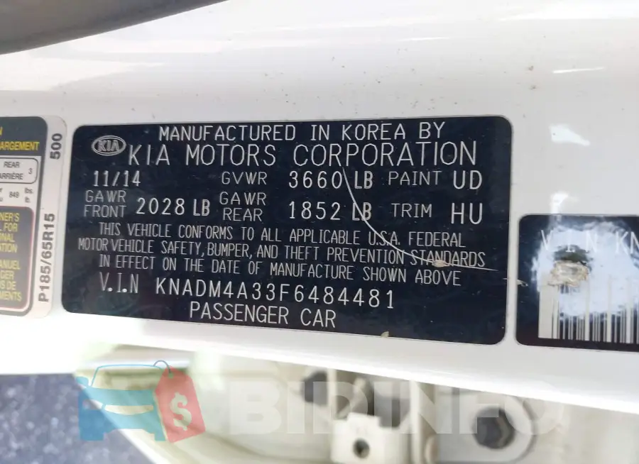 KNADM4A33F6484481 Photo# 9