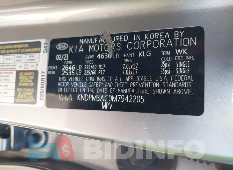 KNDPM3AC0M7942205 Photo# 9