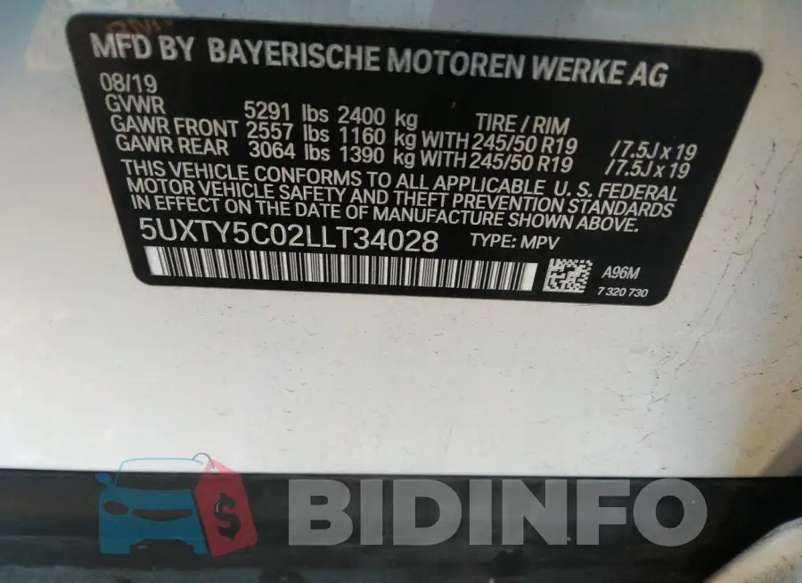 5UXTY5C02LLT34028 Photo# 9