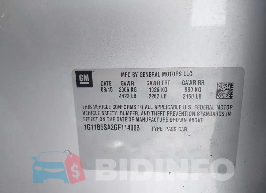 1G11B5SA2GF114003 Photo# 9