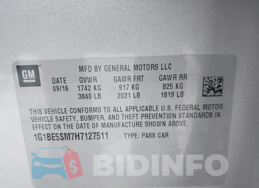 1G1BE5SM7H7127511 Photo# 9