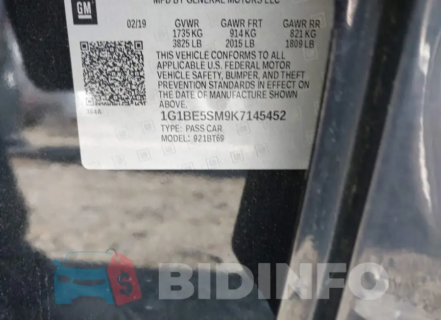 1G1BE5SM9K7145452 Photo# 9