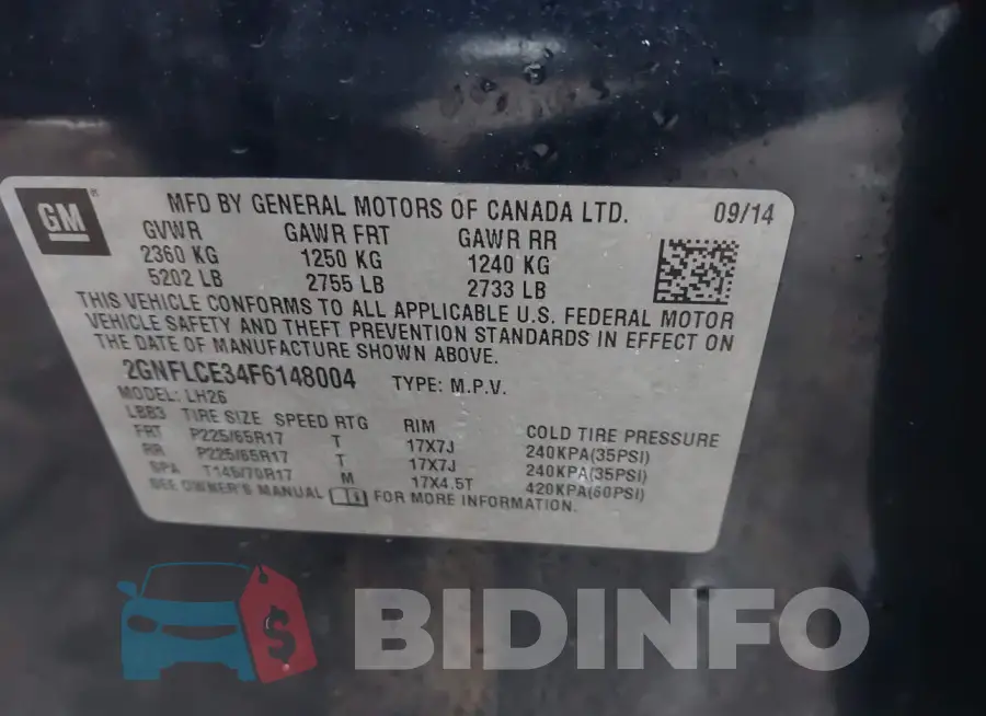 2GNFLCE34F6148004 Photo# 9