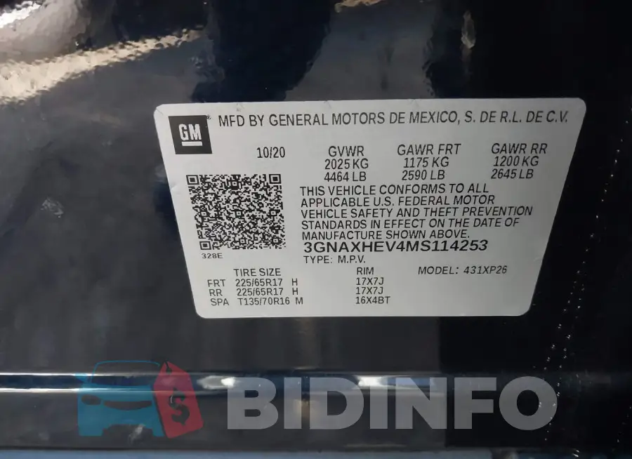 3GNAXHEV4MS114253 Photo# 9