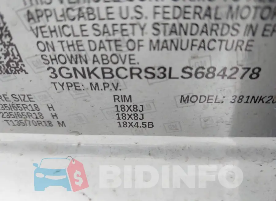 3GNKBCRS3LS684278 Photo# 9