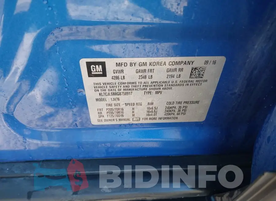 KL7CJLSB8GB758917 Photo# 9