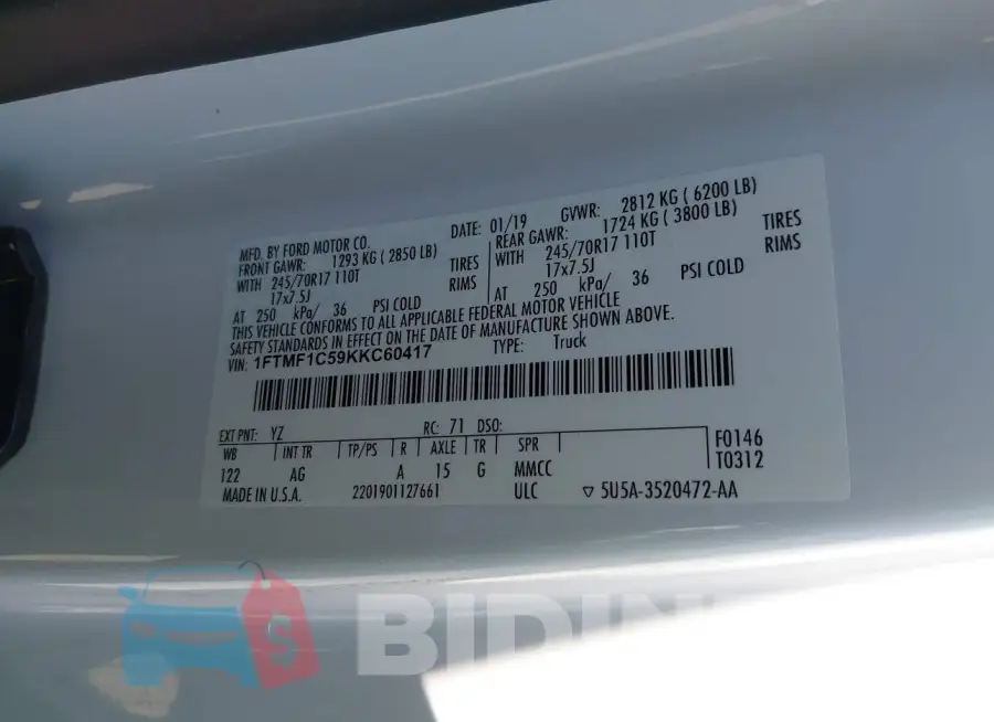 1FTMF1C59KKC60417 Photo# 9