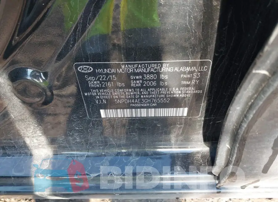 5NPDH4AE3GH765552 Photo# 9