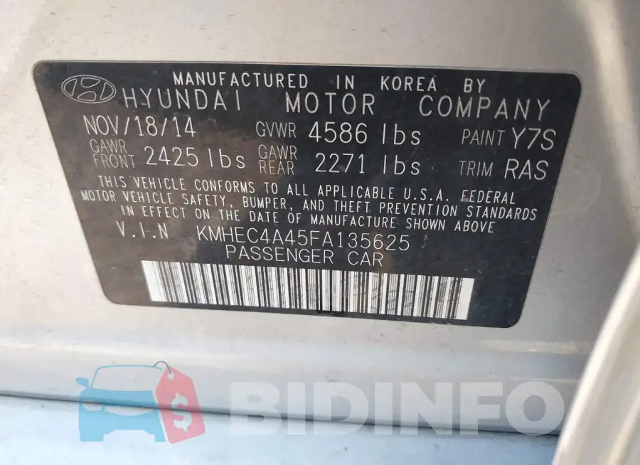 KMHEC4A45FA135625 Photo# 9
