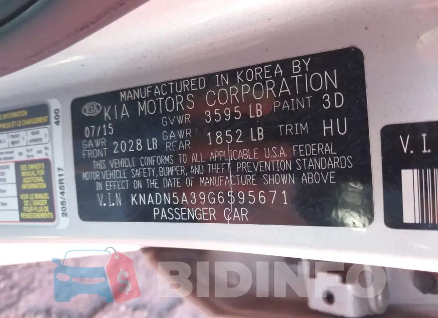 KNADN5A39G6595671 Photo# 9