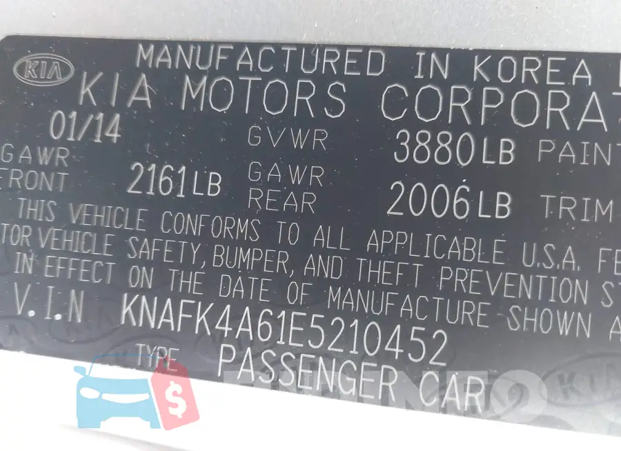 KNAFK4A61E5210452 Photo# 9