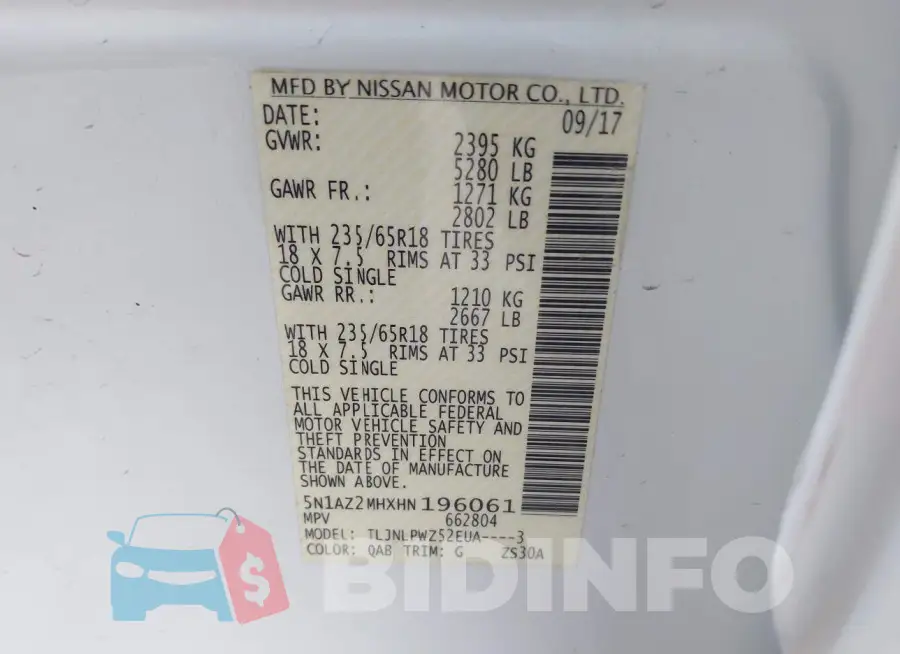 5N1AZ2MHXHN196061 Photo# 9